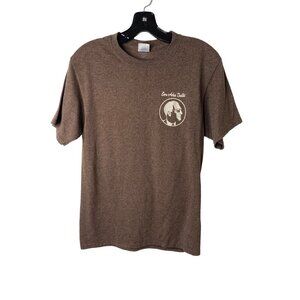 SAN MAR CORP. ZORA ARKUS DUNTOV PORT & CO MEN'S BROWN GRAPHIC TEE SHIRT SZ S